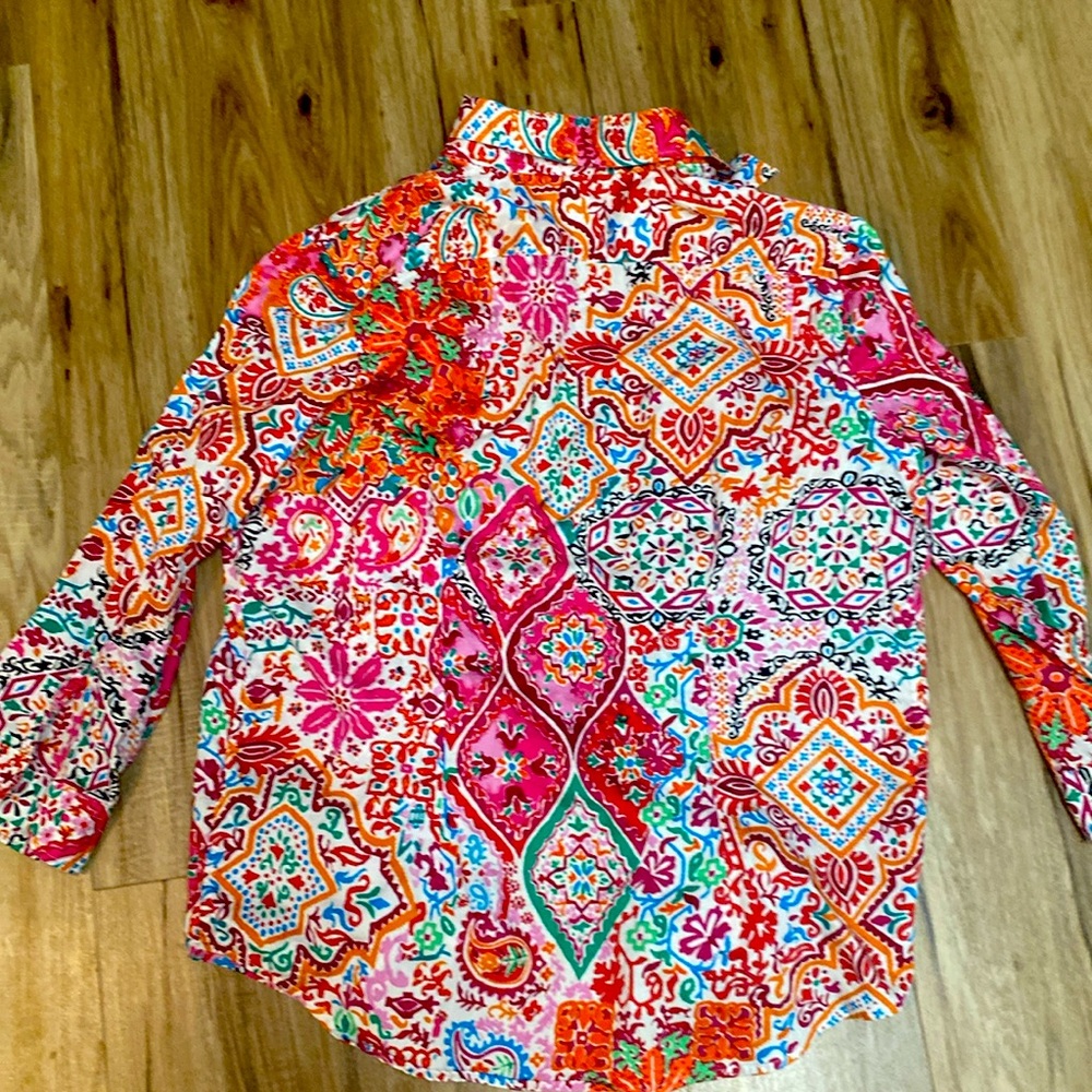 LAUREN RALPH LAUREN Womens Buttom Down Top Blouse Sz Large Multi Color EUC - Picture 6 of 8